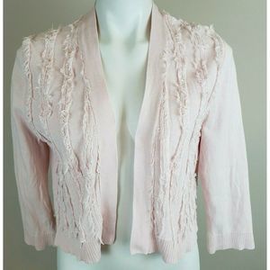 Karl Lagerfeld Pink Cotton Fringe Cardigan M